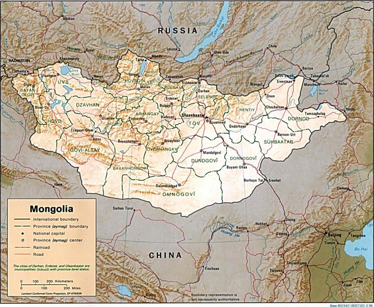 Mongolsko zeměpisné mapě