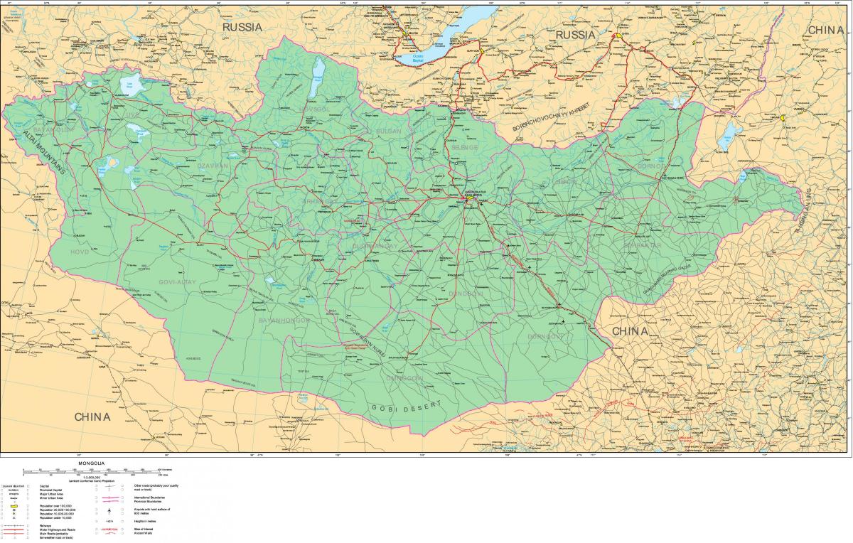 mapa Mongolska silnici
