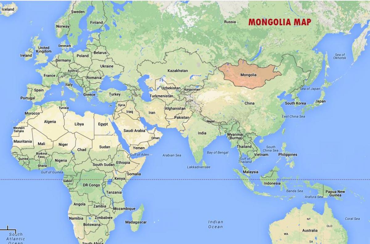 mapa světa ukazuje, Mongolsko