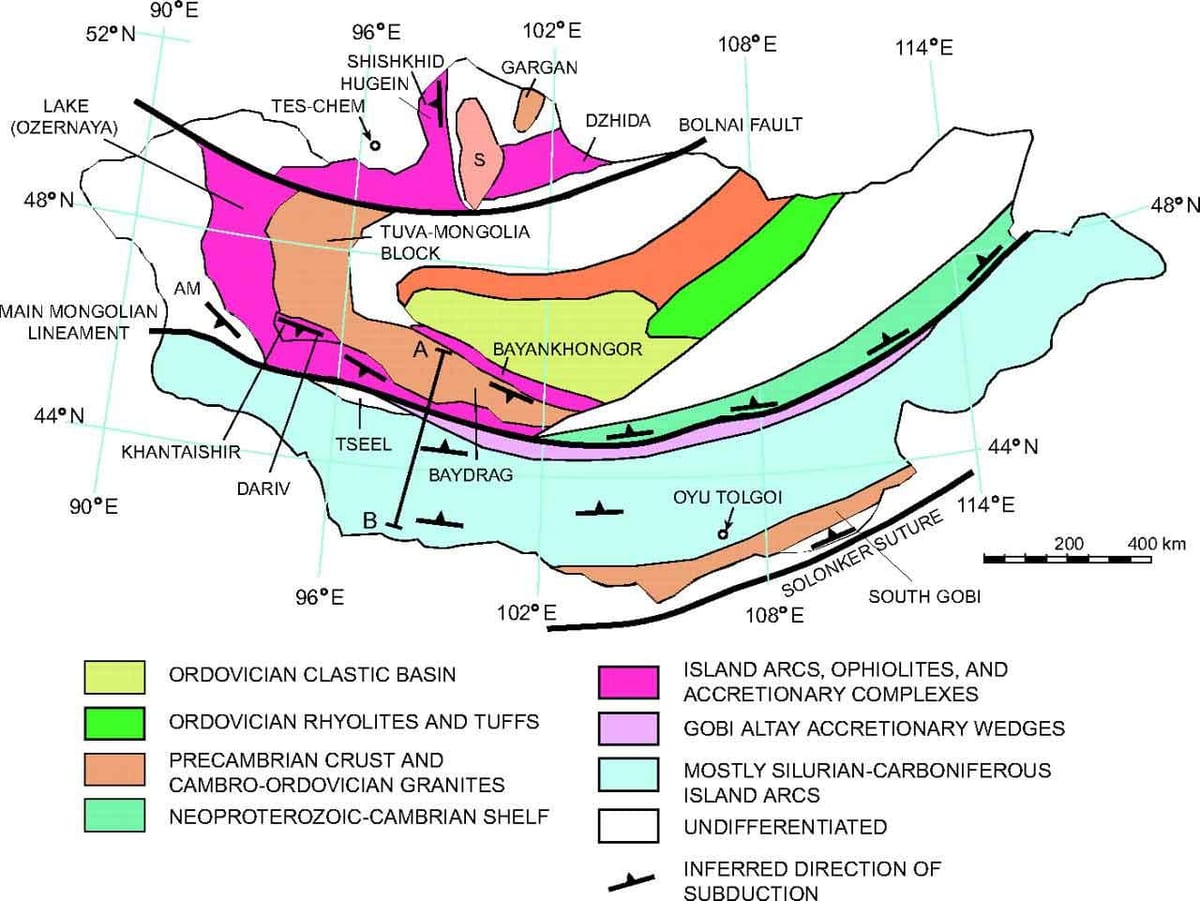 mapa geologická mapa Mongolska