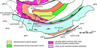 Mapa geologická mapa Mongolska