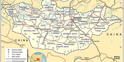 Mongolsko turistická mapa