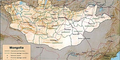 Mongolsko zeměpisné mapě