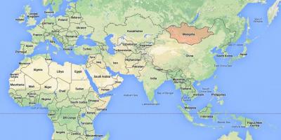 Mapa světa ukazuje, Mongolsko