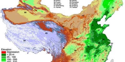 Mapa Mongolska nadmořská výška