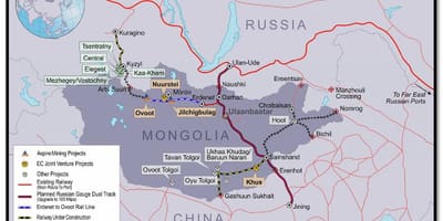 Mongolská železniční mapě